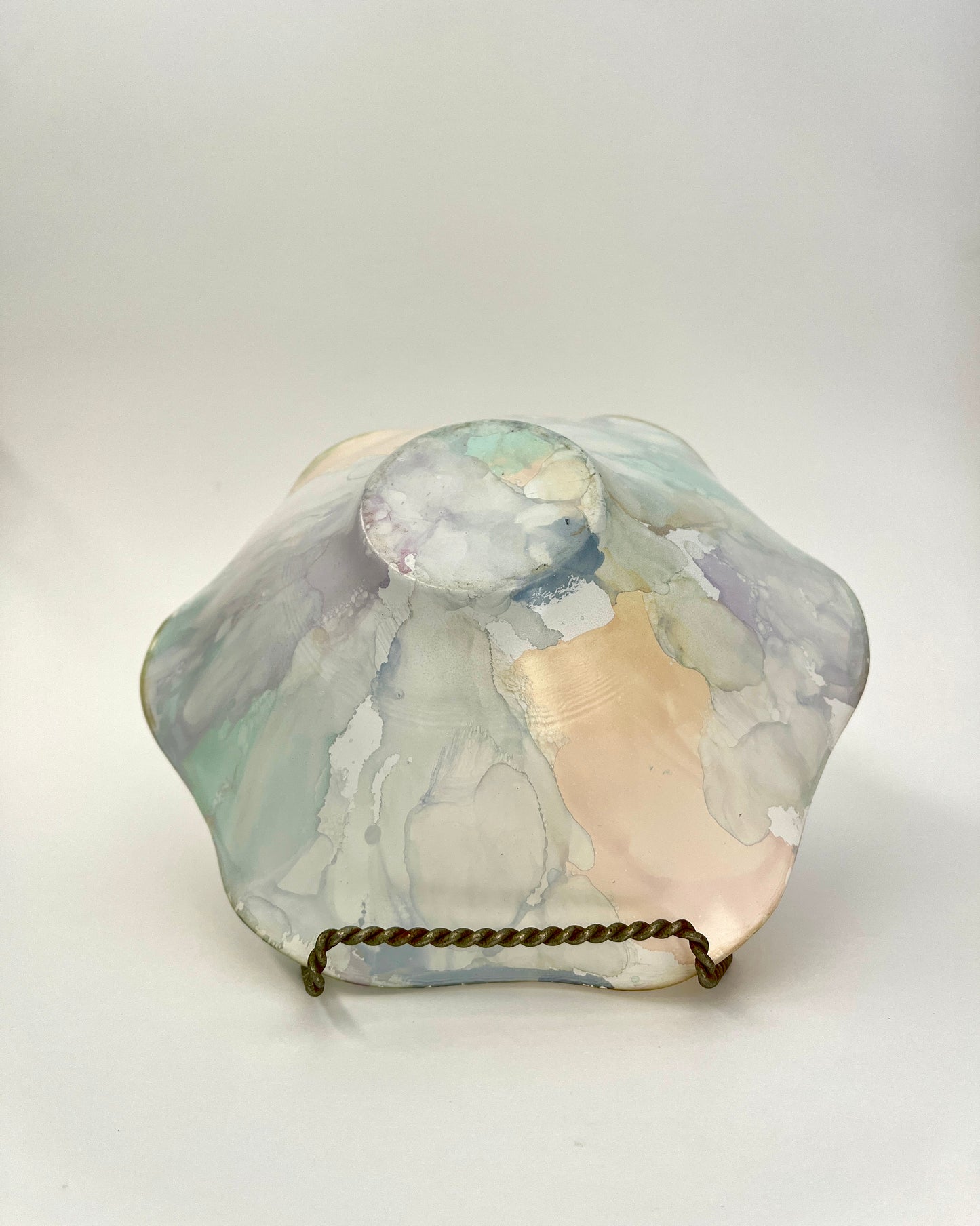 Watercolor Art Deco Style Art Glass Bowl