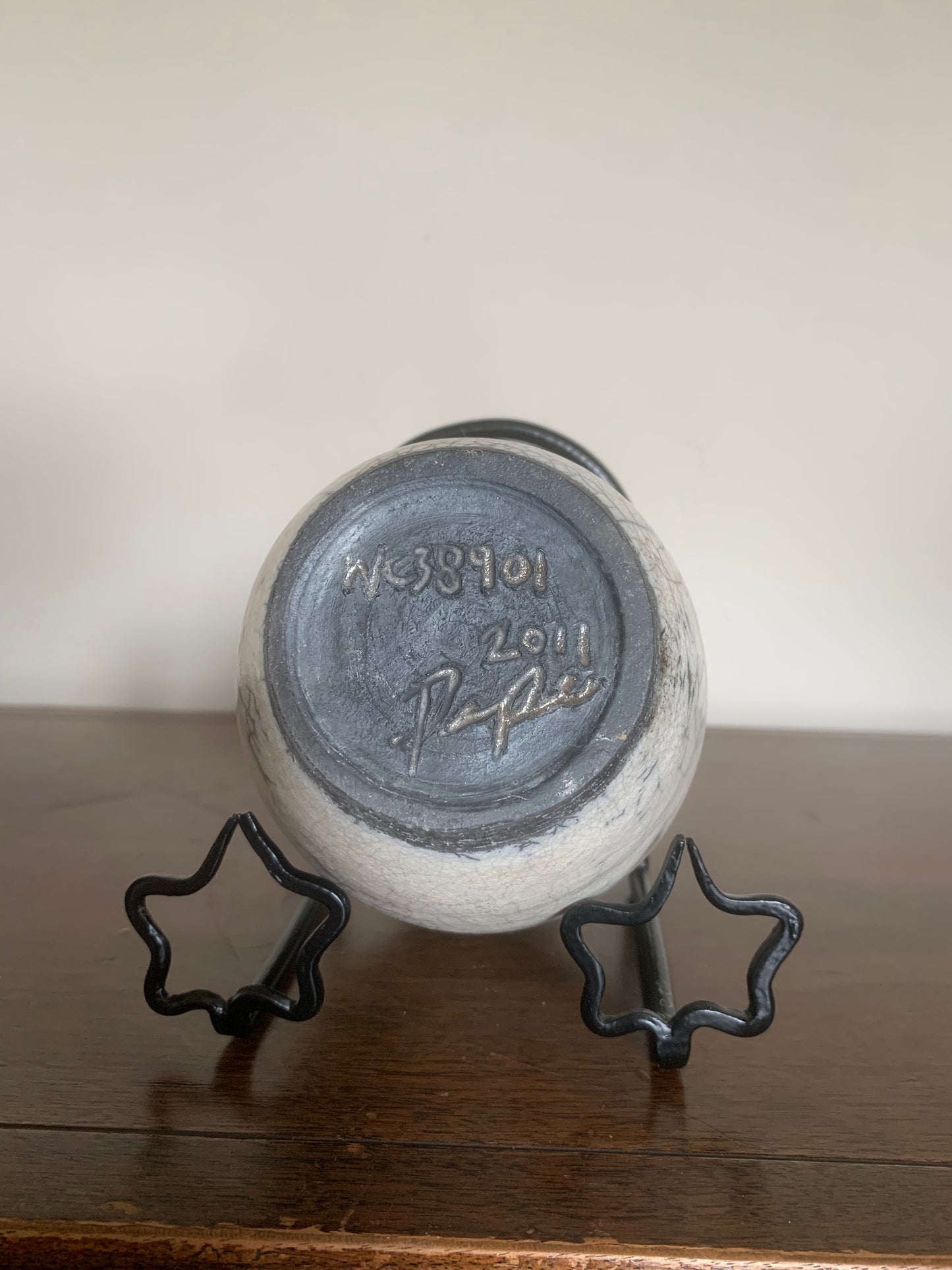 Cream Crackle Studio Vase