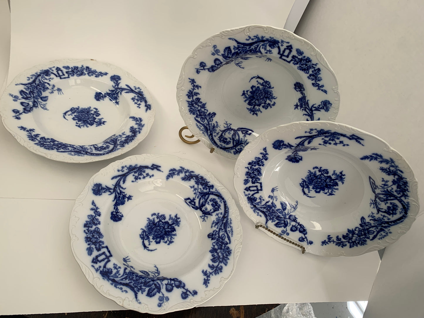 Flow Blue Transferware Plates Set of Four, Cauldon England China
