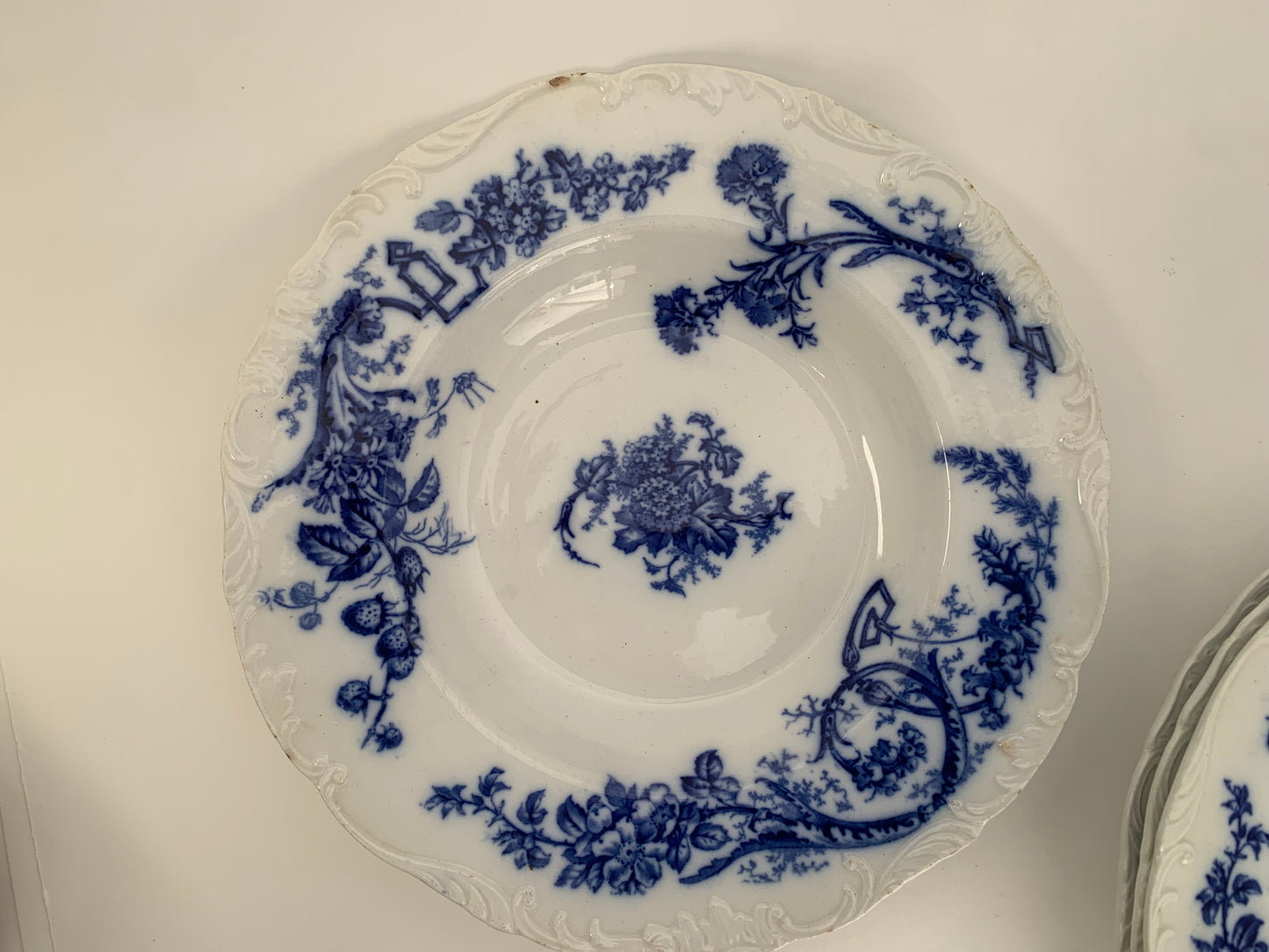 Flow Blue Transferware Plates Set of Four, Cauldon England China