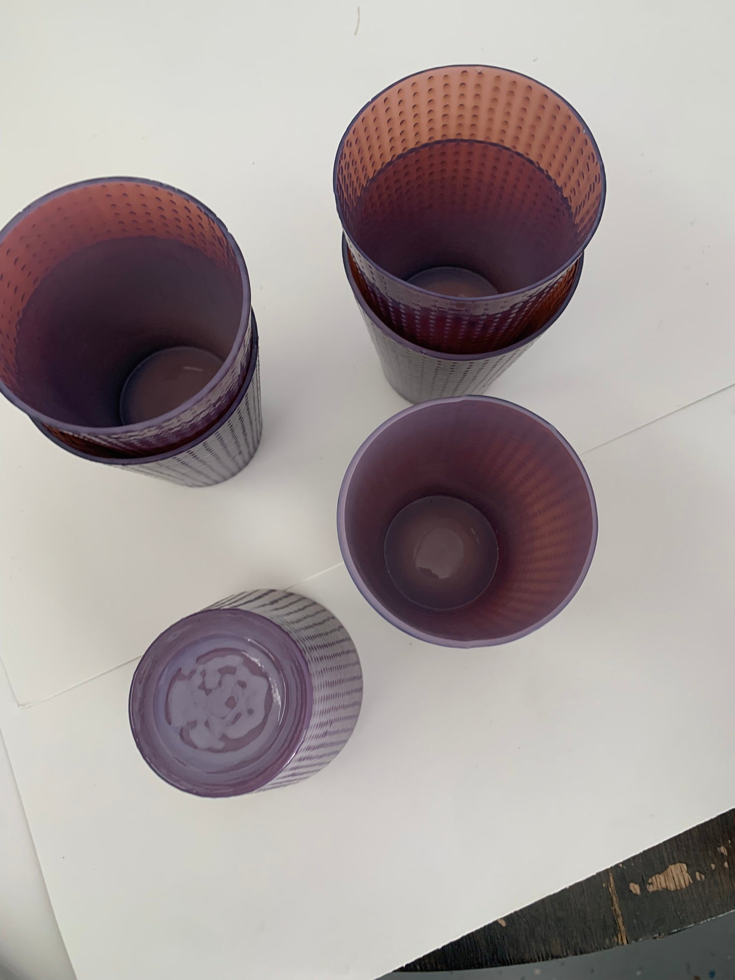 Vintage set of Six Purple Dot Glasses