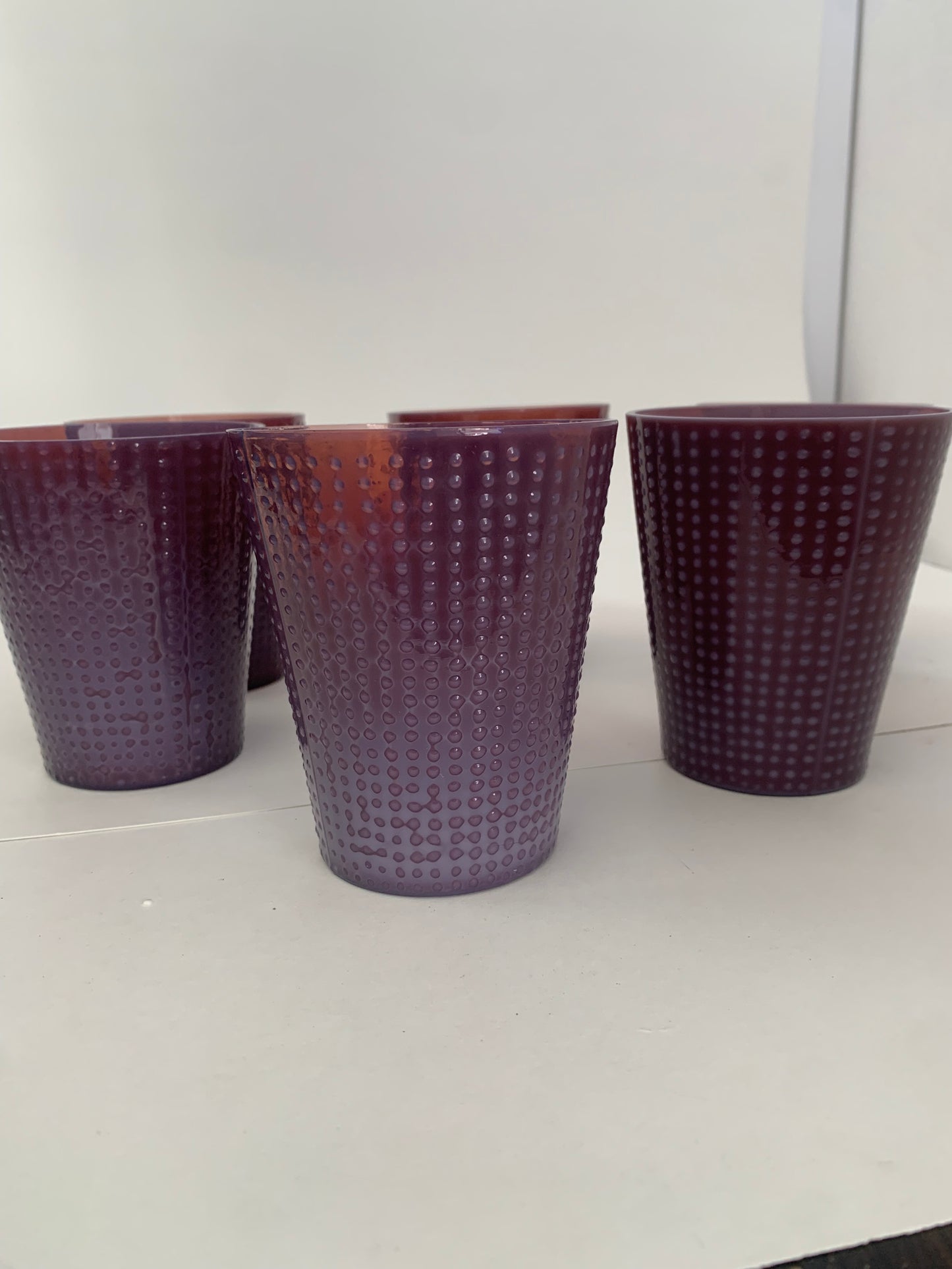 Vintage set of Six Purple Dot Glasses