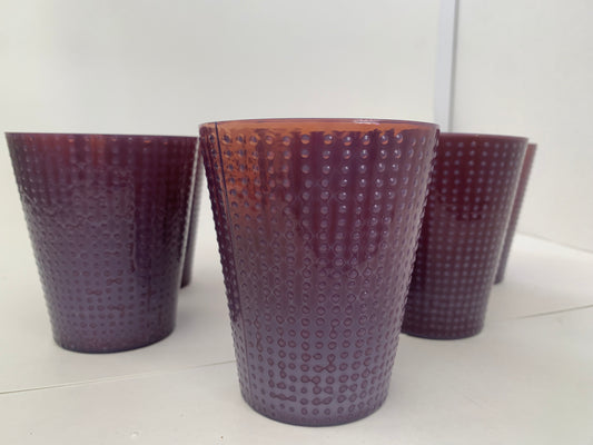 Vintage set of Six Purple Dot Glasses