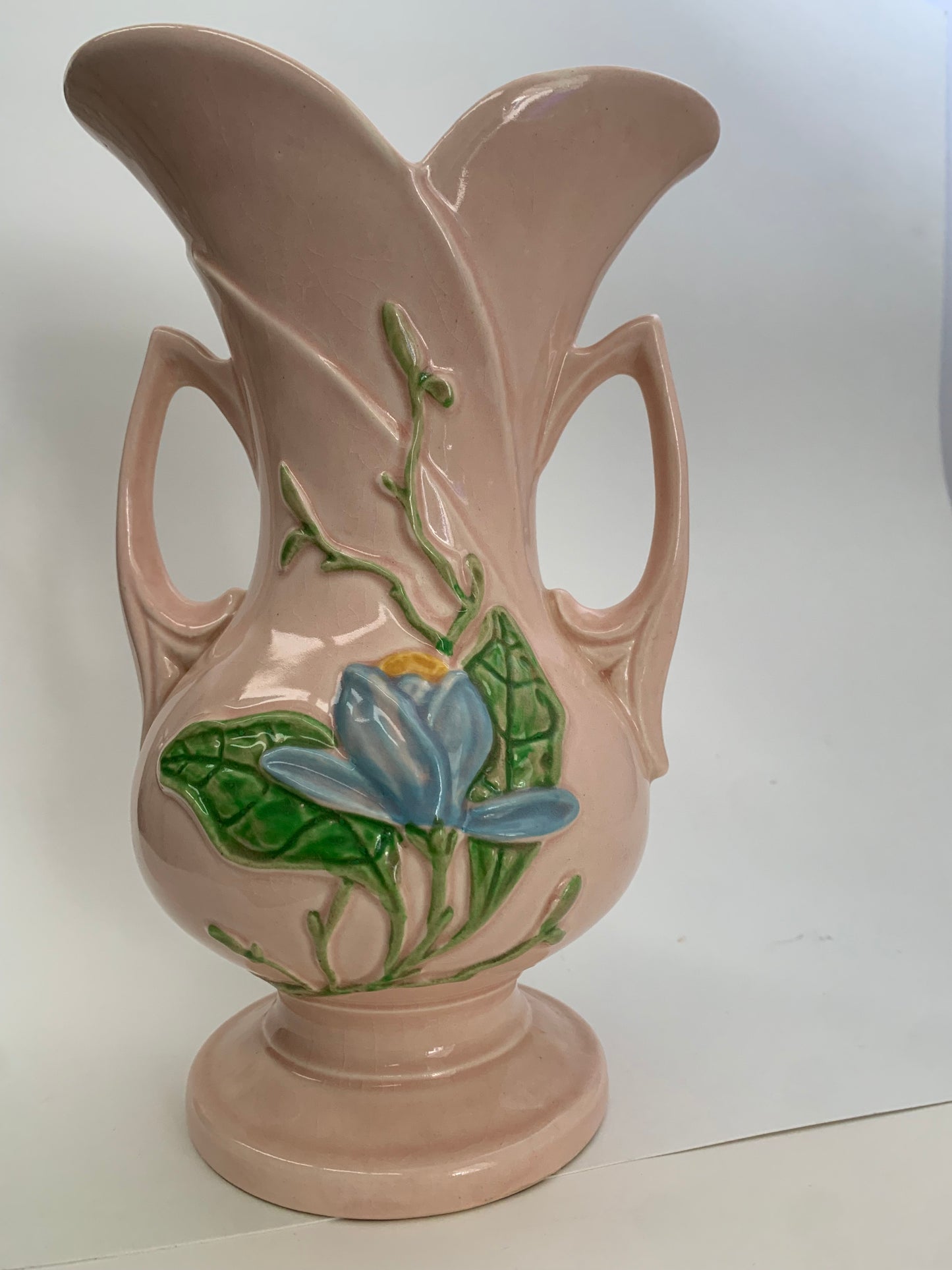 Vintage 1940's Hull Art Clay Pottery RARE Blue Magnolia Gloss Vase