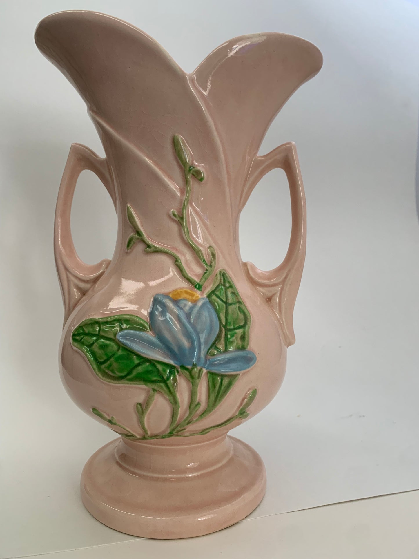 Vintage 1940's Hull Art Clay Pottery RARE Blue Magnolia Gloss Vase