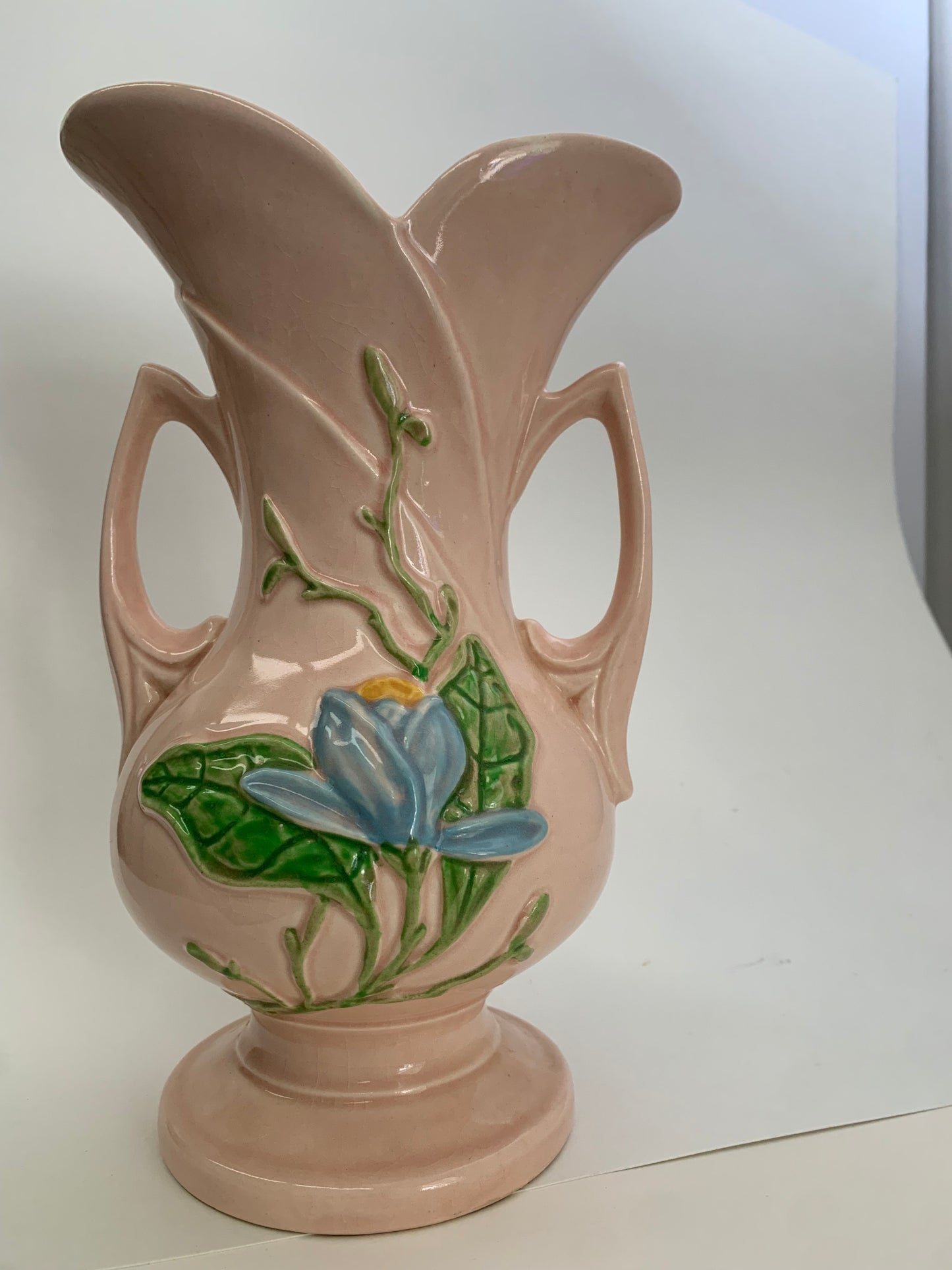 Vintage 1940's Hull Art Clay Pottery RARE Blue Magnolia Gloss Vase
