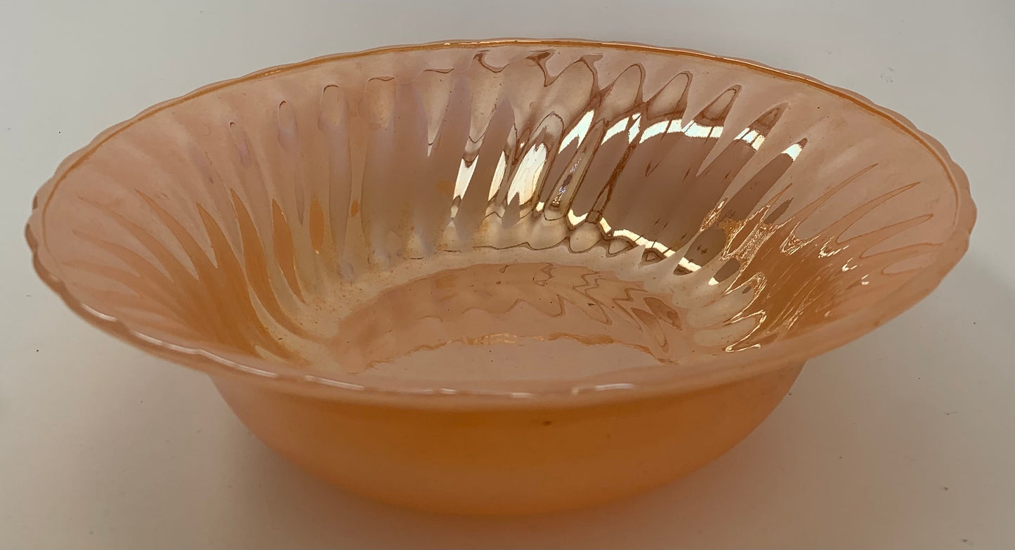 Vintage FireKing Peach Swirl Luster Bowl