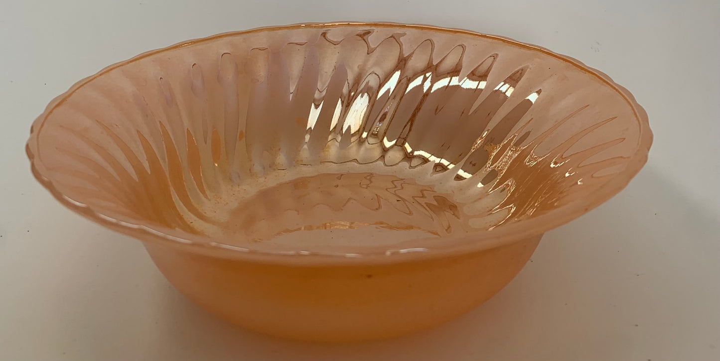 Vintage FireKing Peach Swirl Luster Bowl