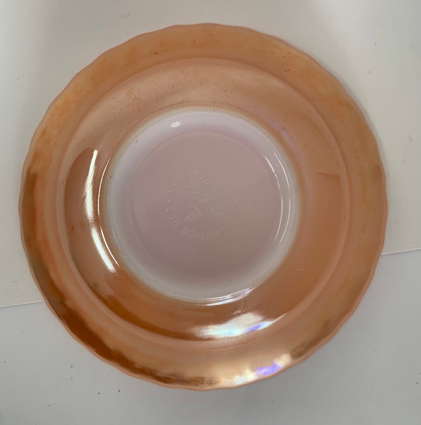 Vintage FireKing Peach Swirl Luster Bowl