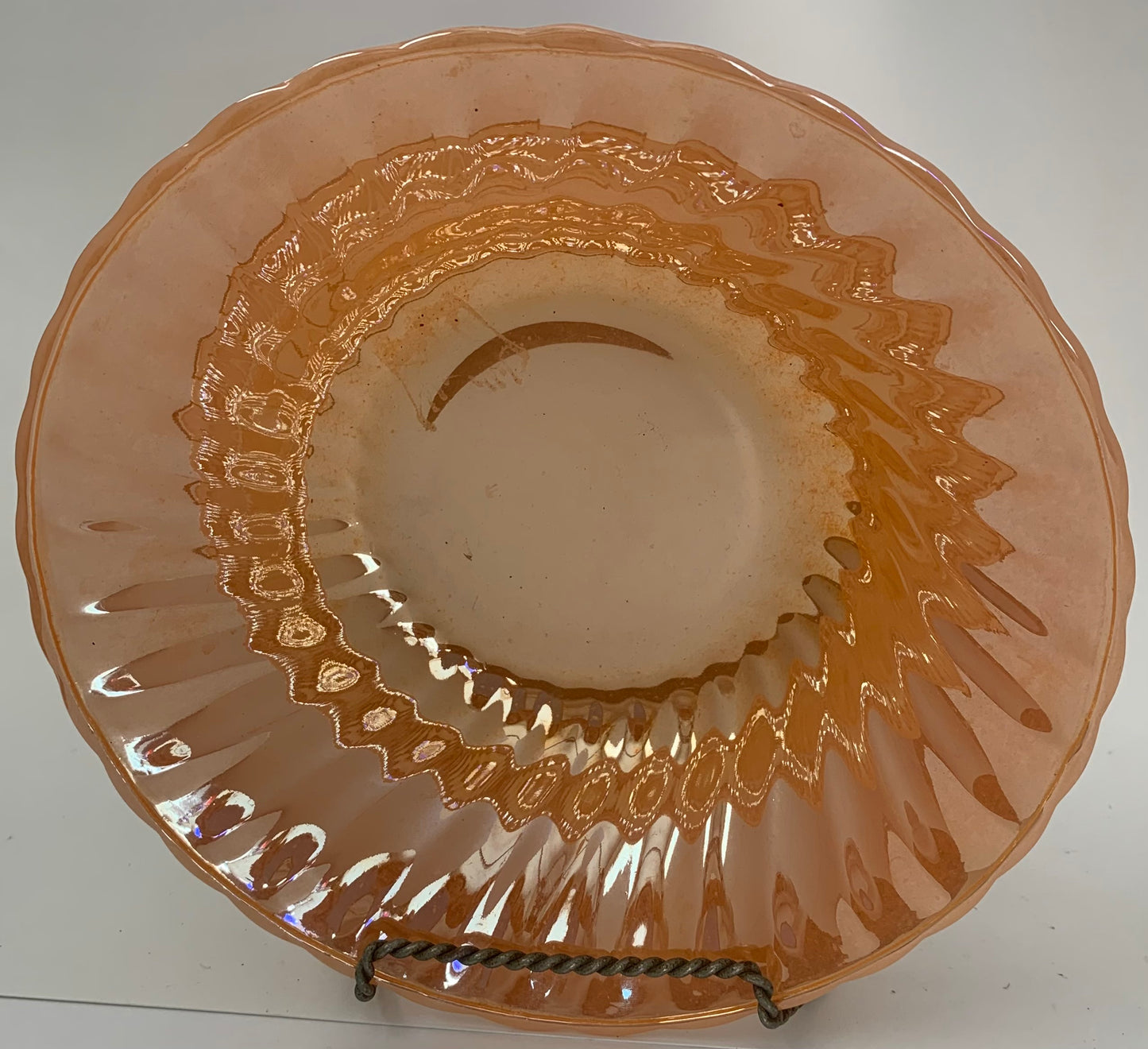 Vintage FireKing Peach Swirl Luster Bowl