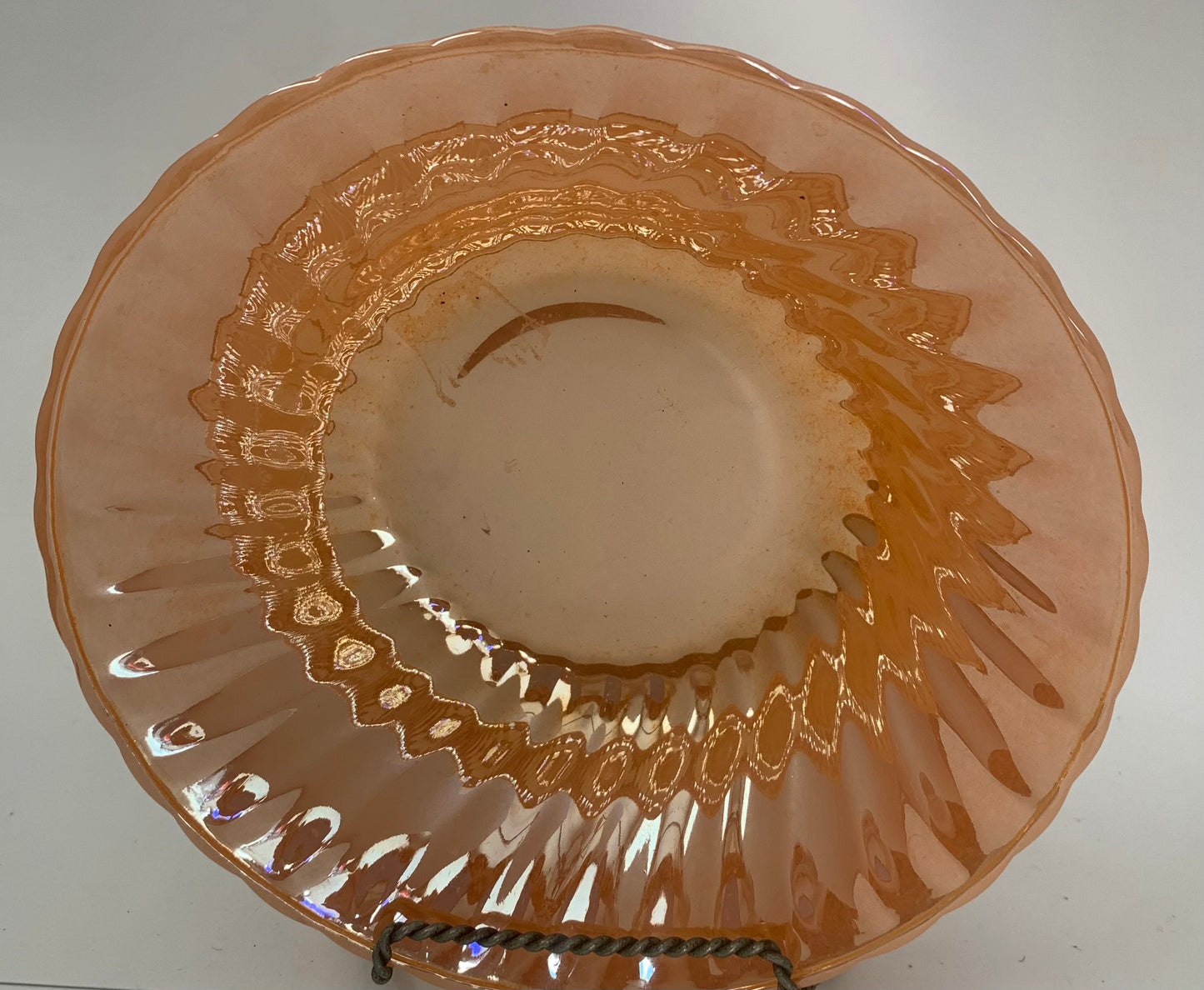 Vintage FireKing Peach Swirl Luster Bowl