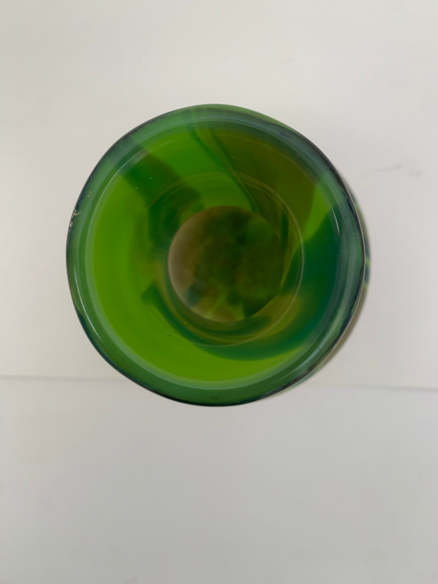 Unique Hand-Blown Art Glass Vase in Greens