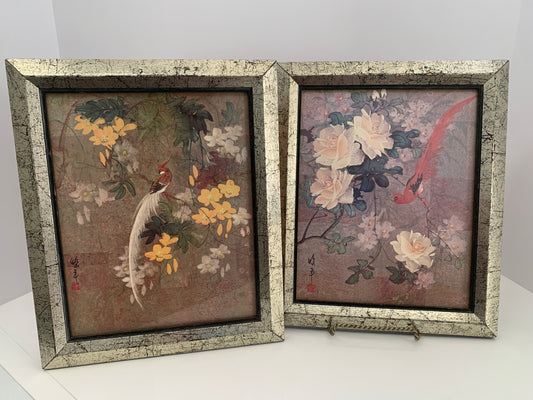 Vintage Gold Framed Pair of Bird Pictures