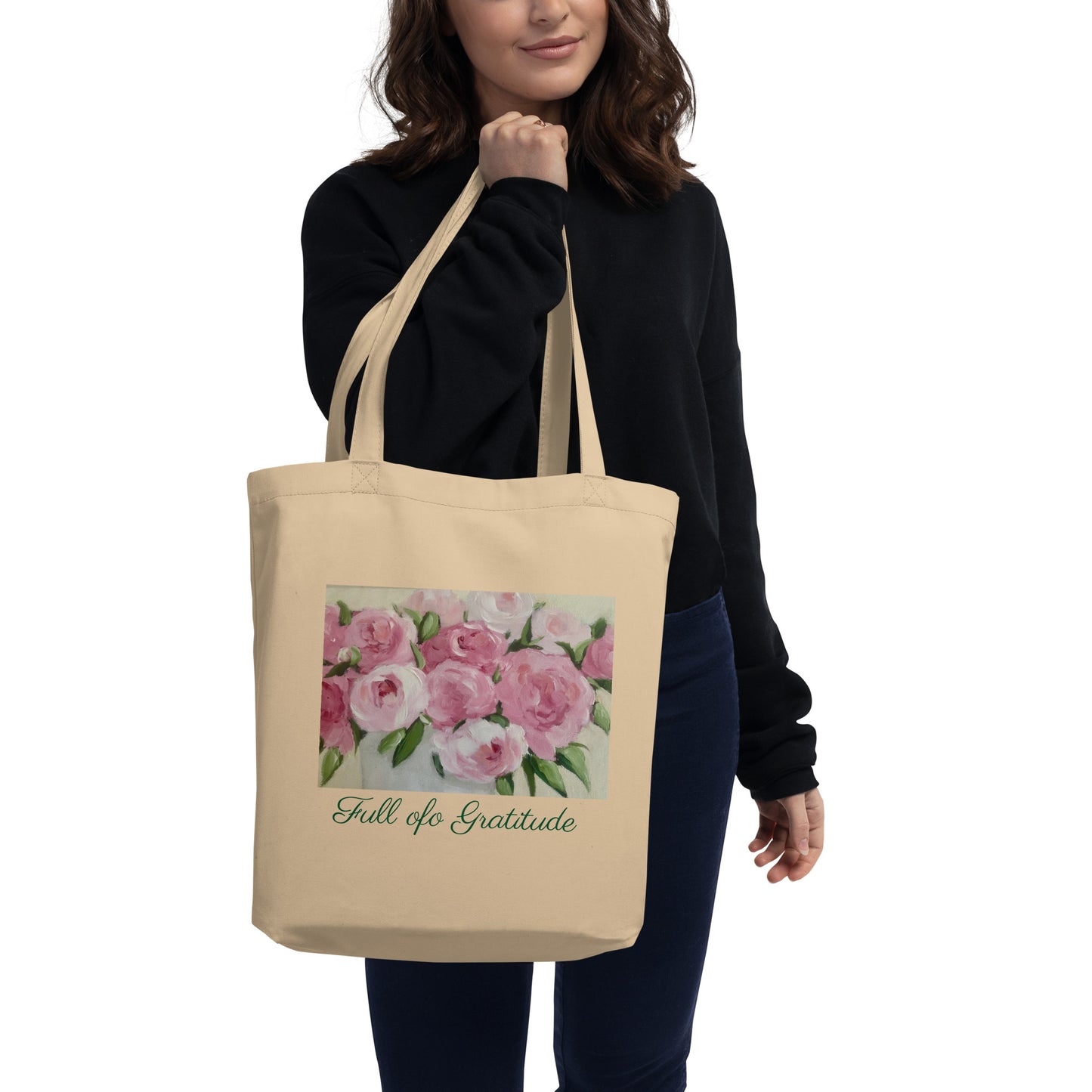 Full of Gratitude Floral Eco Tote Bag