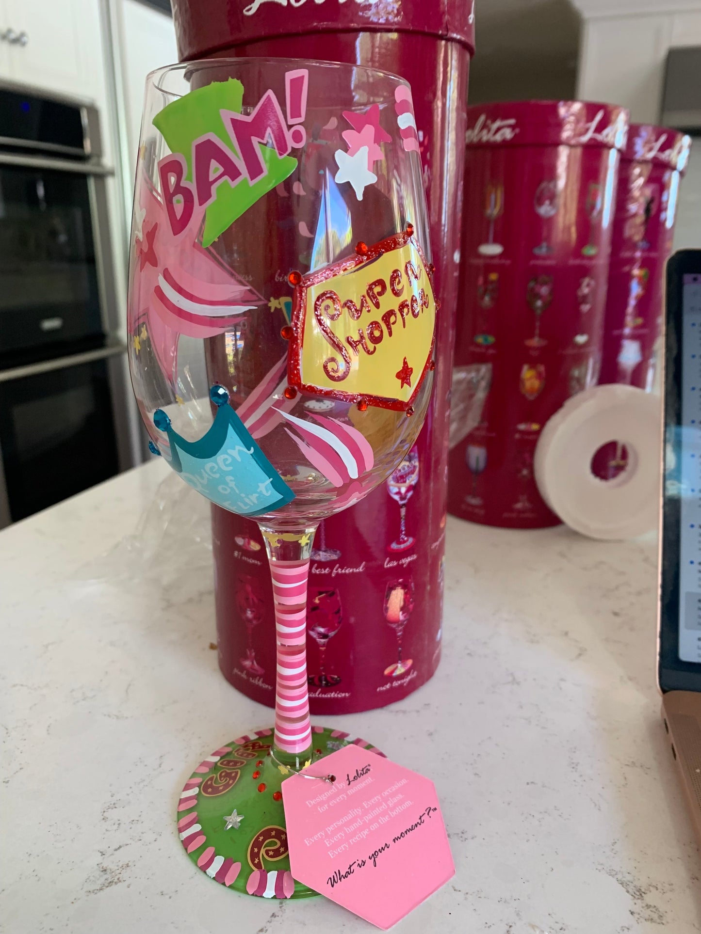 Lolita Hand-Painted Collectible Wine Glass, Girl Power