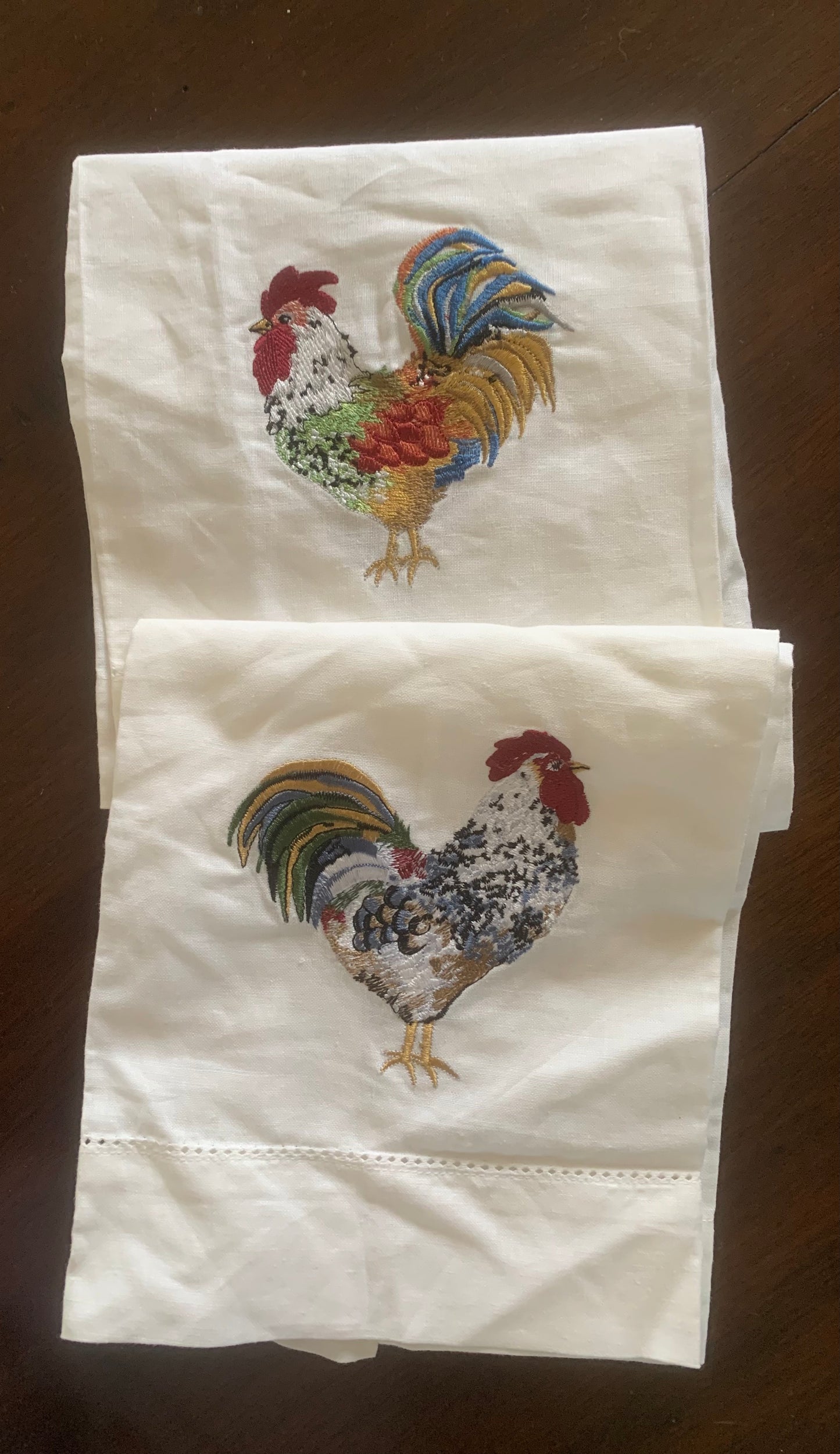 Roosters Embroidered Kitchen Towels