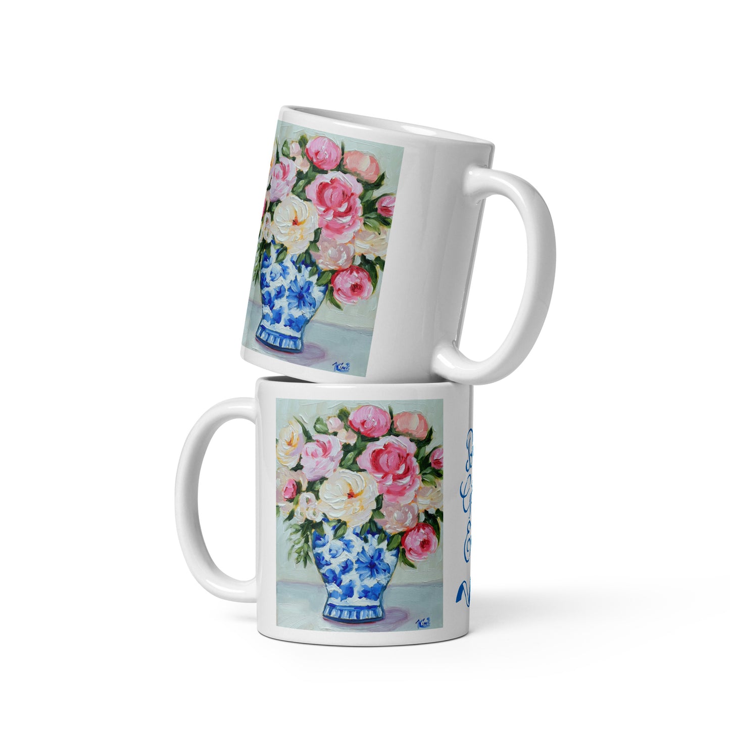 Best Mimi Ever Blue & White Vase w/Roses Mug