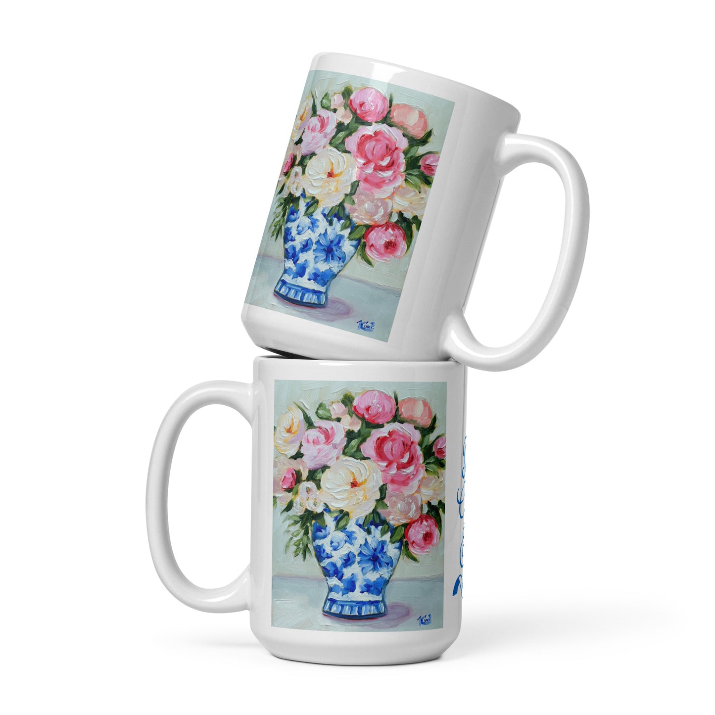 Best Mimi Ever Blue & White Vase w/Roses Mug
