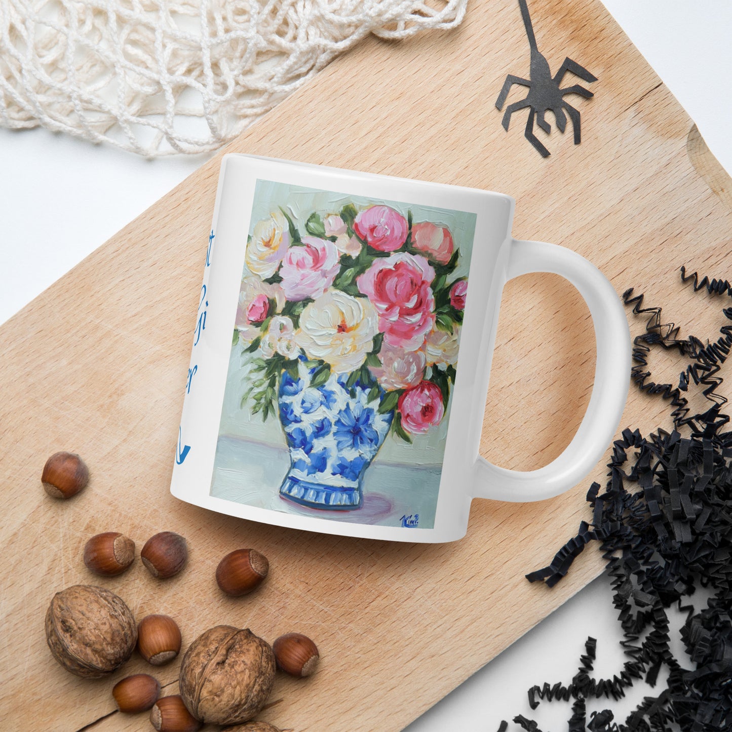 Best GiGi Ever Blue & White Vase w/Flowers Mug