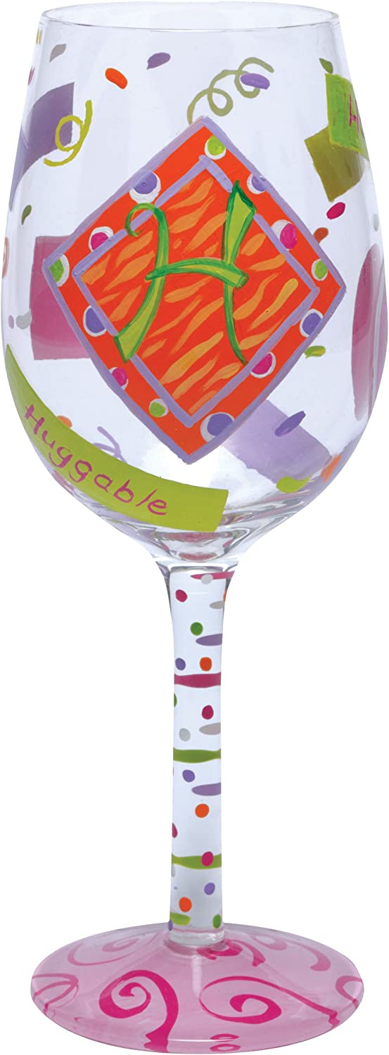 Lolita Hand-Painted Wine Glass, Letter H (Discontinued Collectible)