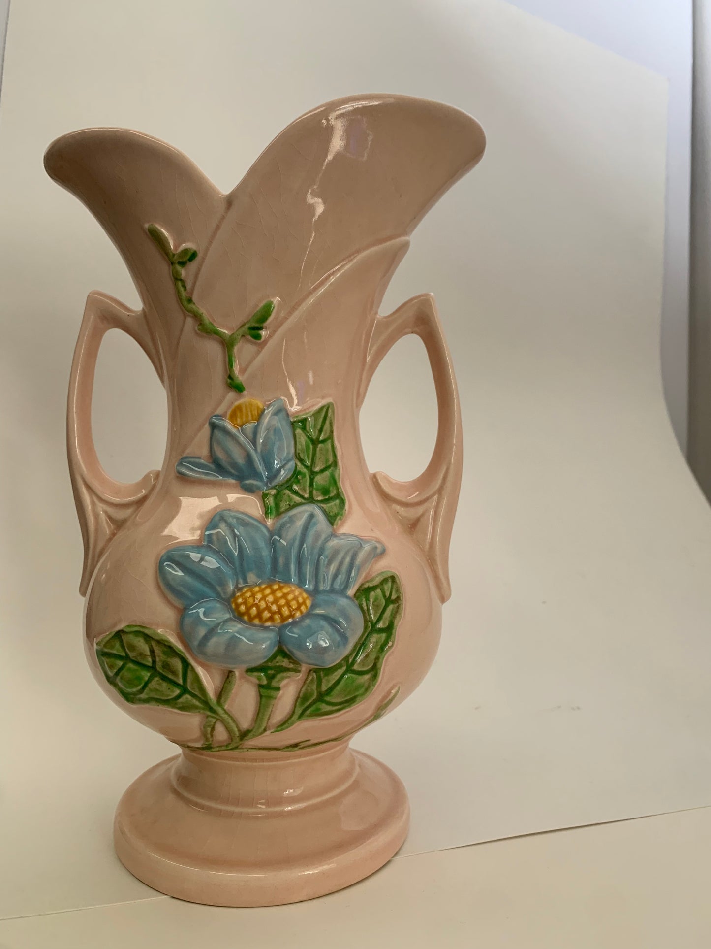 Vintage 1940's Hull Art Clay Pottery RARE Blue Magnolia Gloss Vase