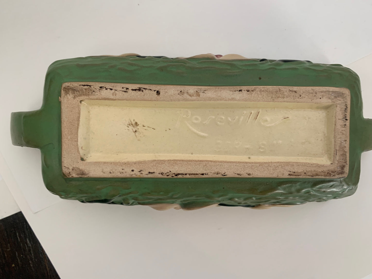 Green & Pink Roseville Pottery, Rectangular Magnolia Planter