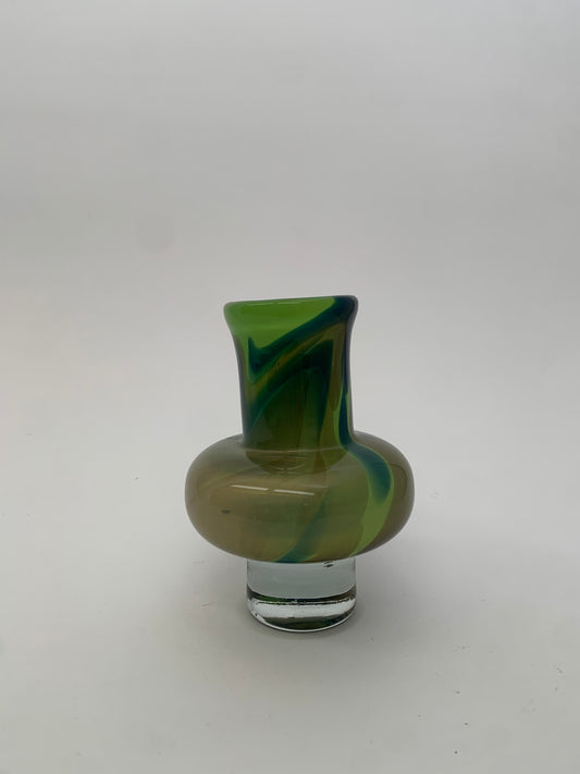 Unique Hand-Blown Art Glass Vase in Greens
