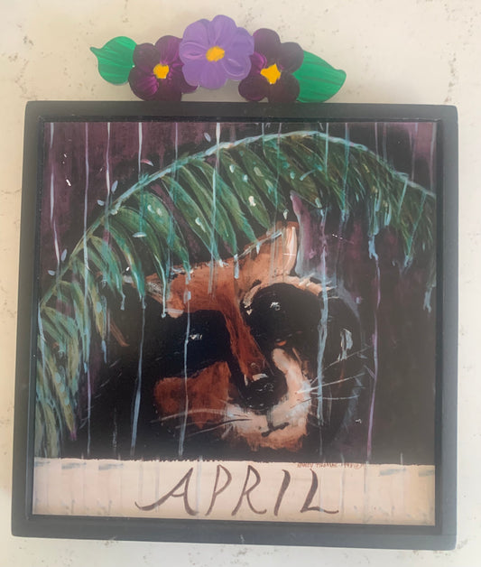 Nancy Thomas Discontinued Collectible "April" Calendar Plaque