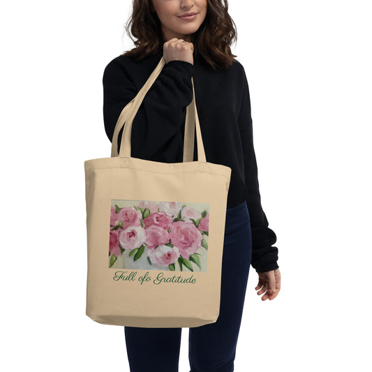 Full of Gratitude  Floral Eco Tote Bag