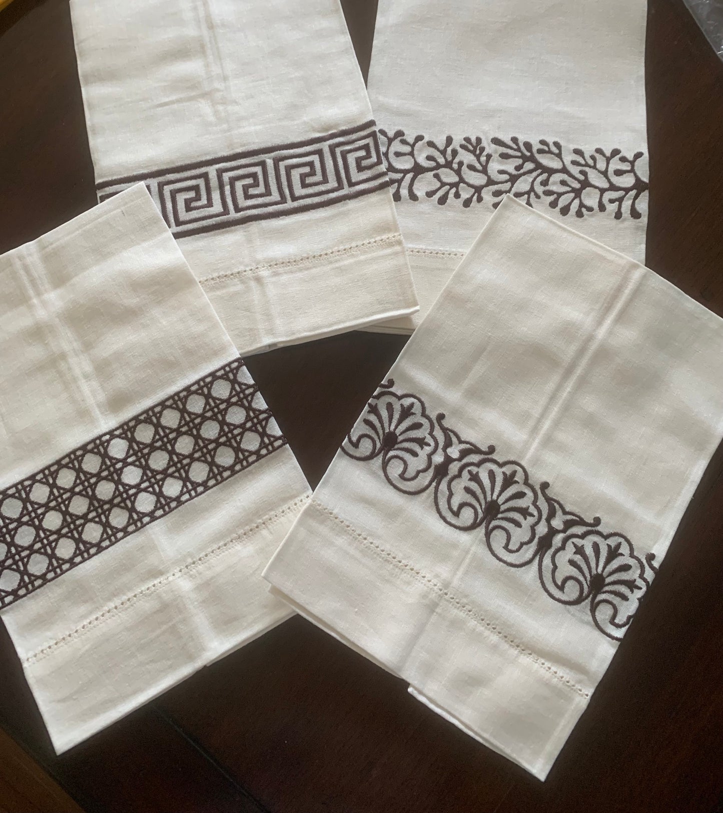 Set of Four Embroidered Linen Display Towels - D.L.Rhein Design