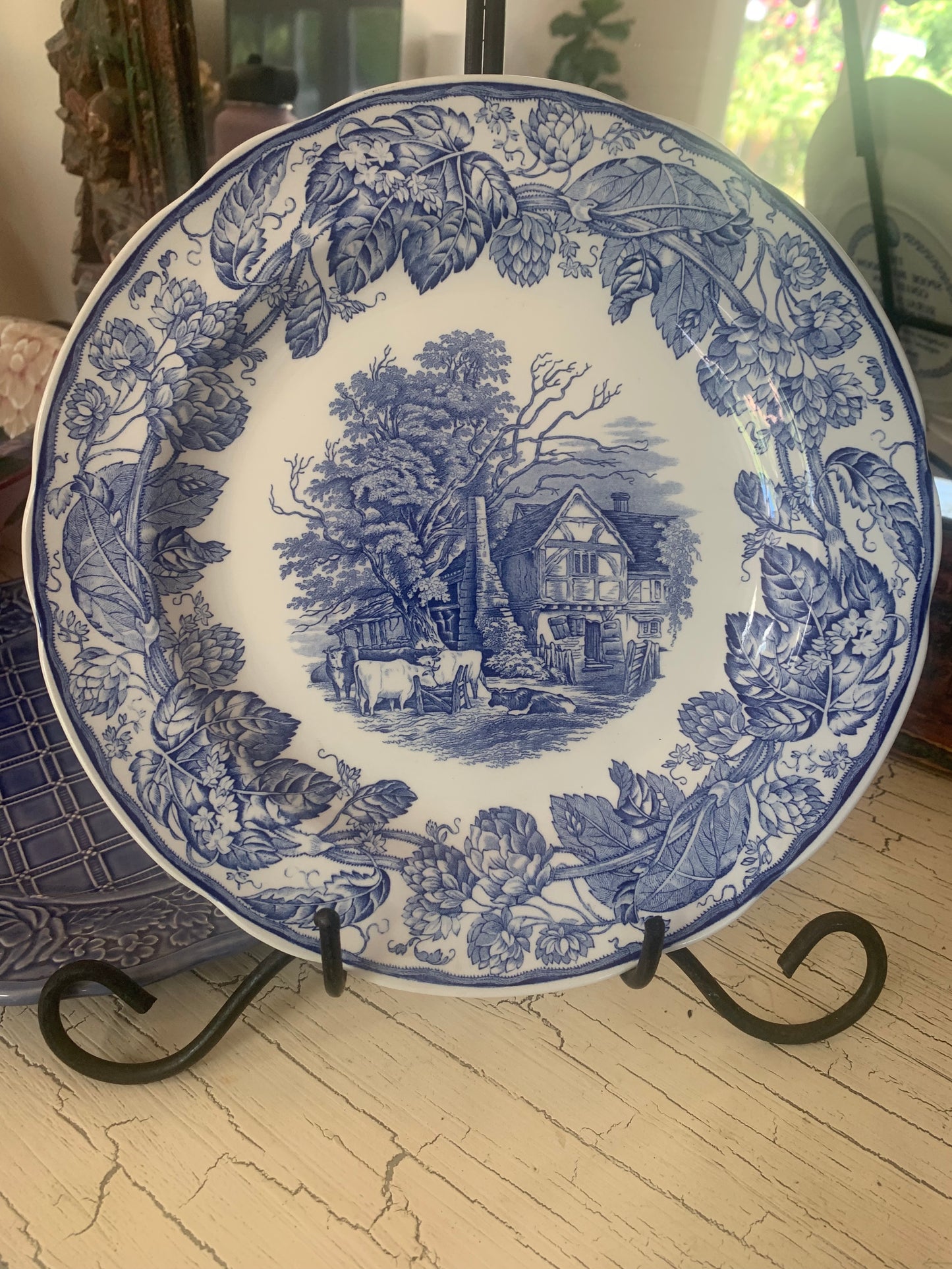 Spode Dinner Plate, Rural Scenes , the Spode Blue Room Collection
