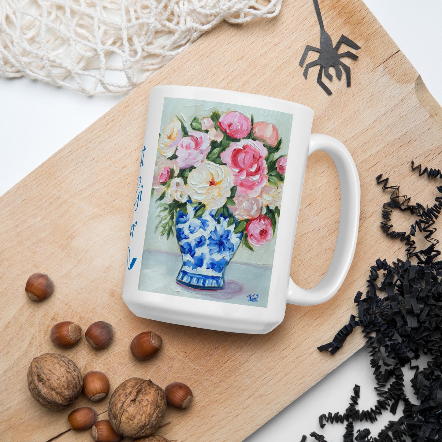 Best GiGi Ever Blue & White Vase w/Flowers Mug