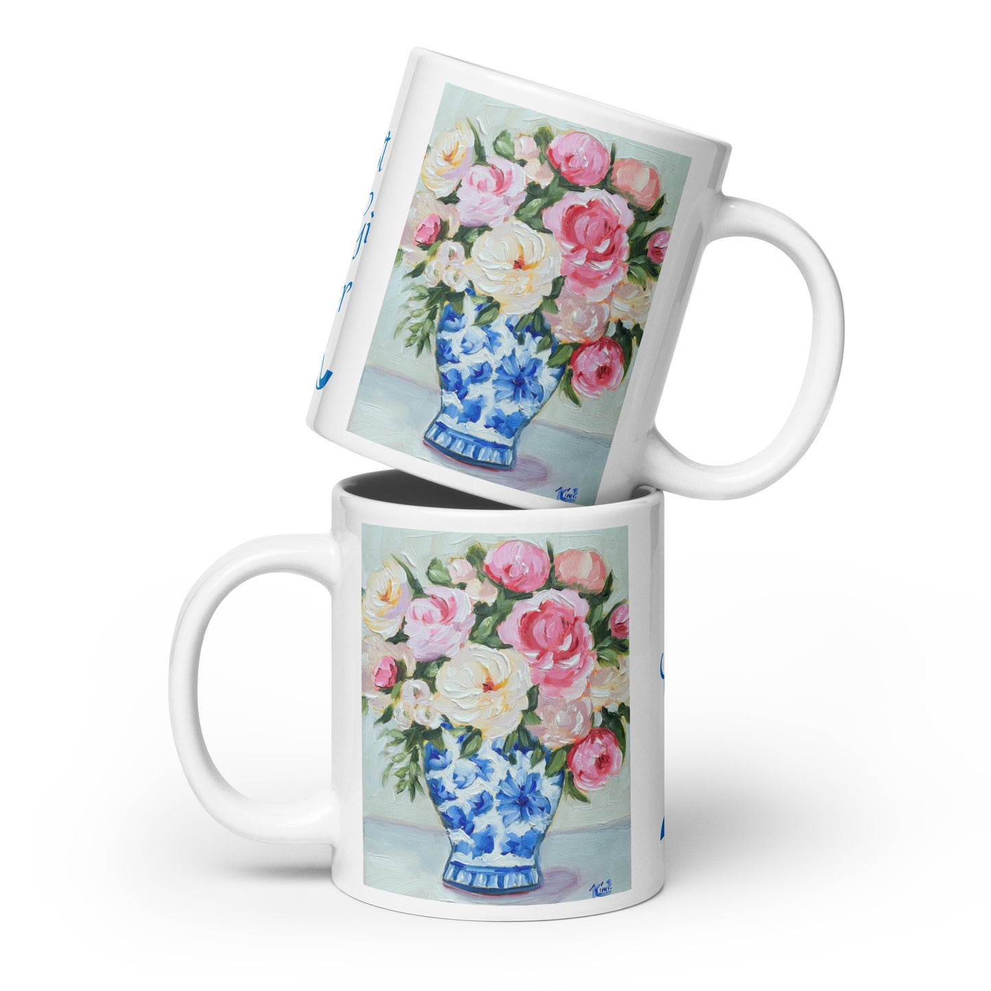 Best Mimi Ever Blue & White Vase w/Roses Mug