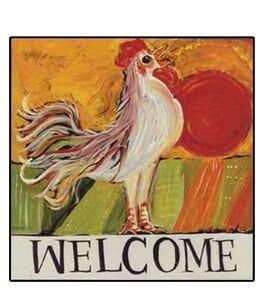 Welcome Rooster, Retired Collectible  Wood-Framed Print from Nancy Thomas